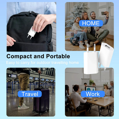 1-5Pcs Universal 5V EU Plug USB Home Travel Mobile Phone Charger For Samsung Xiaomi Redmi  Huawei Charger Power Wall Adapter