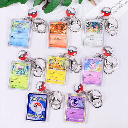 Pokémon Card Cute Acrylic Car Keychain Accessories Pikachu Charizard Gengar EeveeBag Charm Backpack Pendant Gifts For Friends