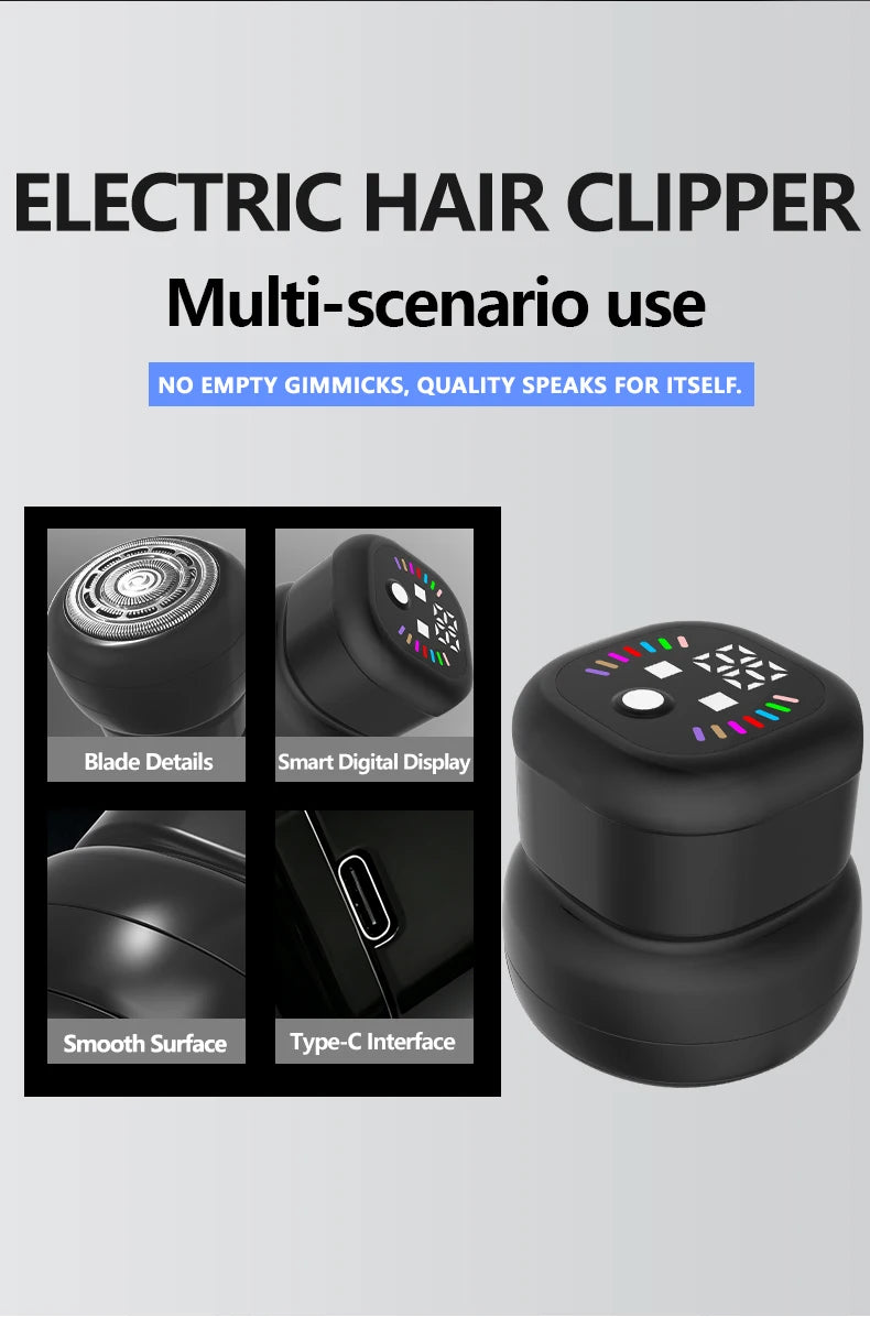 Multi-functional Electric Shaver with Automatic Haircutting, Shaving, Charging, Portability, and Push-Scissor Features