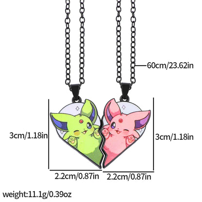 2pcs Eevee Umbreon Espeon Sylveon Jolteon Flareon Necklace Cute Anime Game Charm Jewelry Metal Pendant for Collection