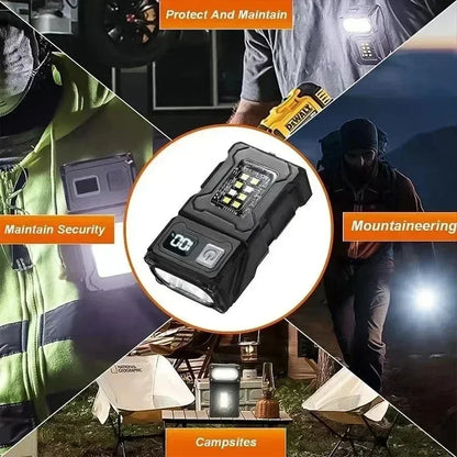 Multifunctional Ajustable Angle LED Flashlight Outdoors Mini Work Light Portable Magnet USB Rechargeable Camping Light