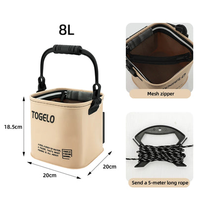 8L/13L Multifunction Folding Fishing Bucket With Ergonomic Handle Bucket Waterproof Outdoor Camping Bucket Fishing Accessories
