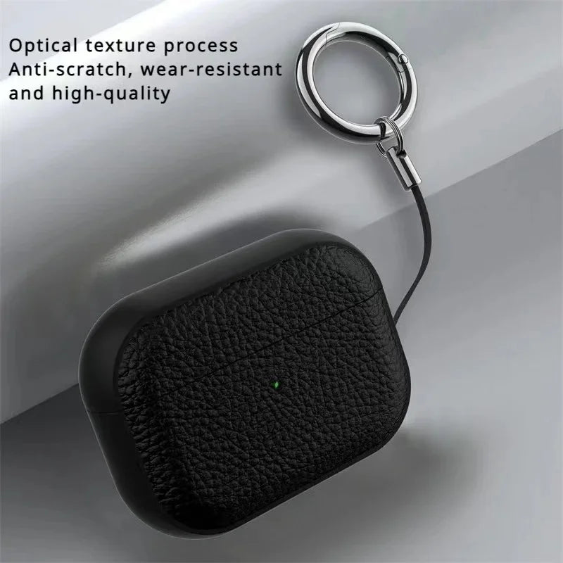 Litchi Leather Case For AirPods 4 3 2 1 Business Earphones Cases For Apple AirPods Pro 1st 2nd Gen Cover Headset Shell With Hook