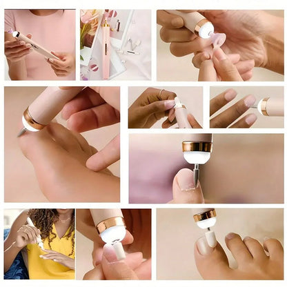 LINMANDA Portable Electric Nail File Nail Set with 4 Speeds Cuticle Trimmer Battery Operated Manicure and Pedicure Tools