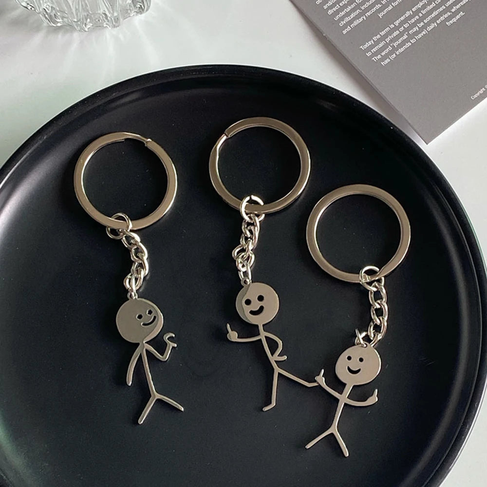 Fun Match People Keychain Creative Car Keyrings Heart To Heart Middle Finger Lovers Key Chain New Bag Pendant Couple'S Gifts
