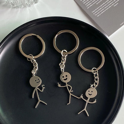 Fun Match People Keychain Creative Car Keyrings Heart To Heart Middle Finger Lovers Key Chain New Bag Pendant Couple'S Gifts
