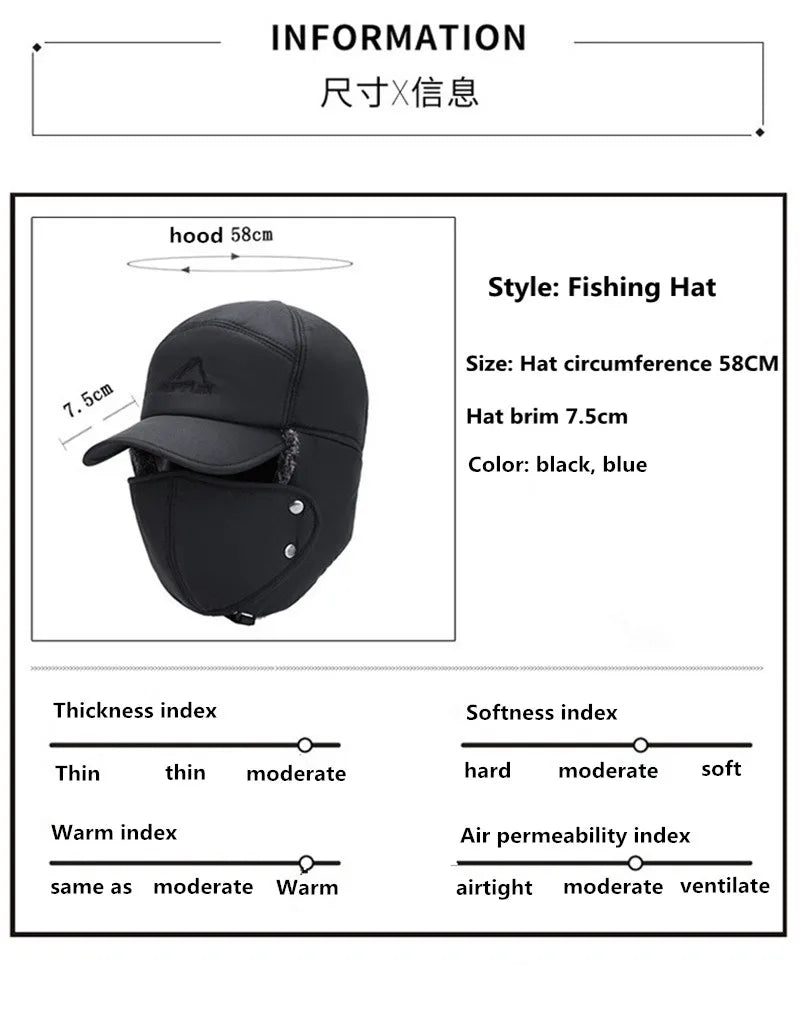 2024 Winter Warm Thickened Artificial Fur Baseball Hat Men's and Women's Skiing Soft Extreme Cold Hat Fishing Hat Outdoor
