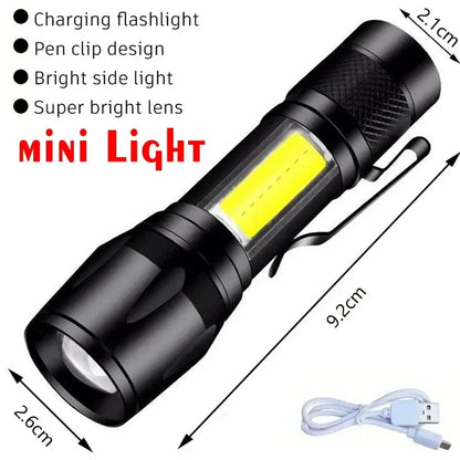 USB Rechargeable LED Flashlight Bright High Lumens,Zoomable Waterproof Torch,Portable Handheld Light for Outdoor Camping Hiking