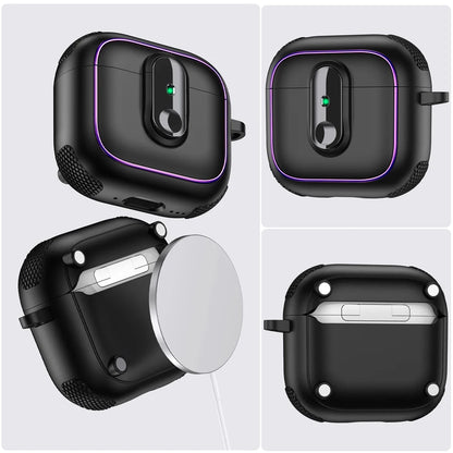 Armor locking clasp Earphone Cover For AirPods 4 3 2 Pro 3 With Plated Purple Strips With Magnetic Attraction Protective Case