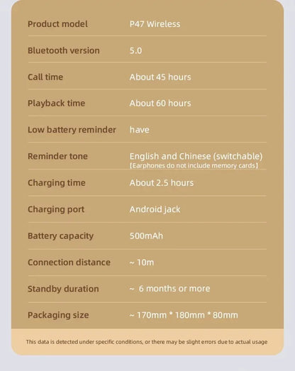 Handsfree Wireless Headphones Noise Canceling Headphone Earphone P47 headset Bluetooth Head Phone for iPhone Huawei Samsung S22