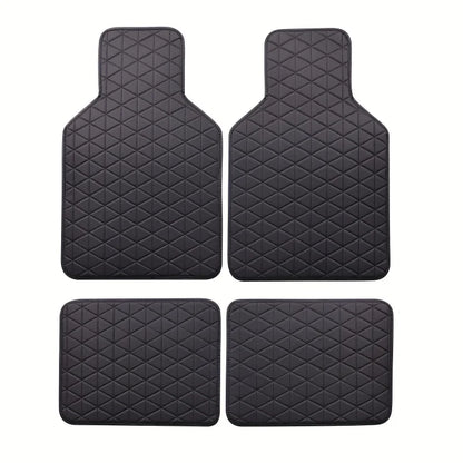 4-piece waterproof PU leather car floor mat - durable and fashionable, all-weather protection, easy to clean, enhances interior