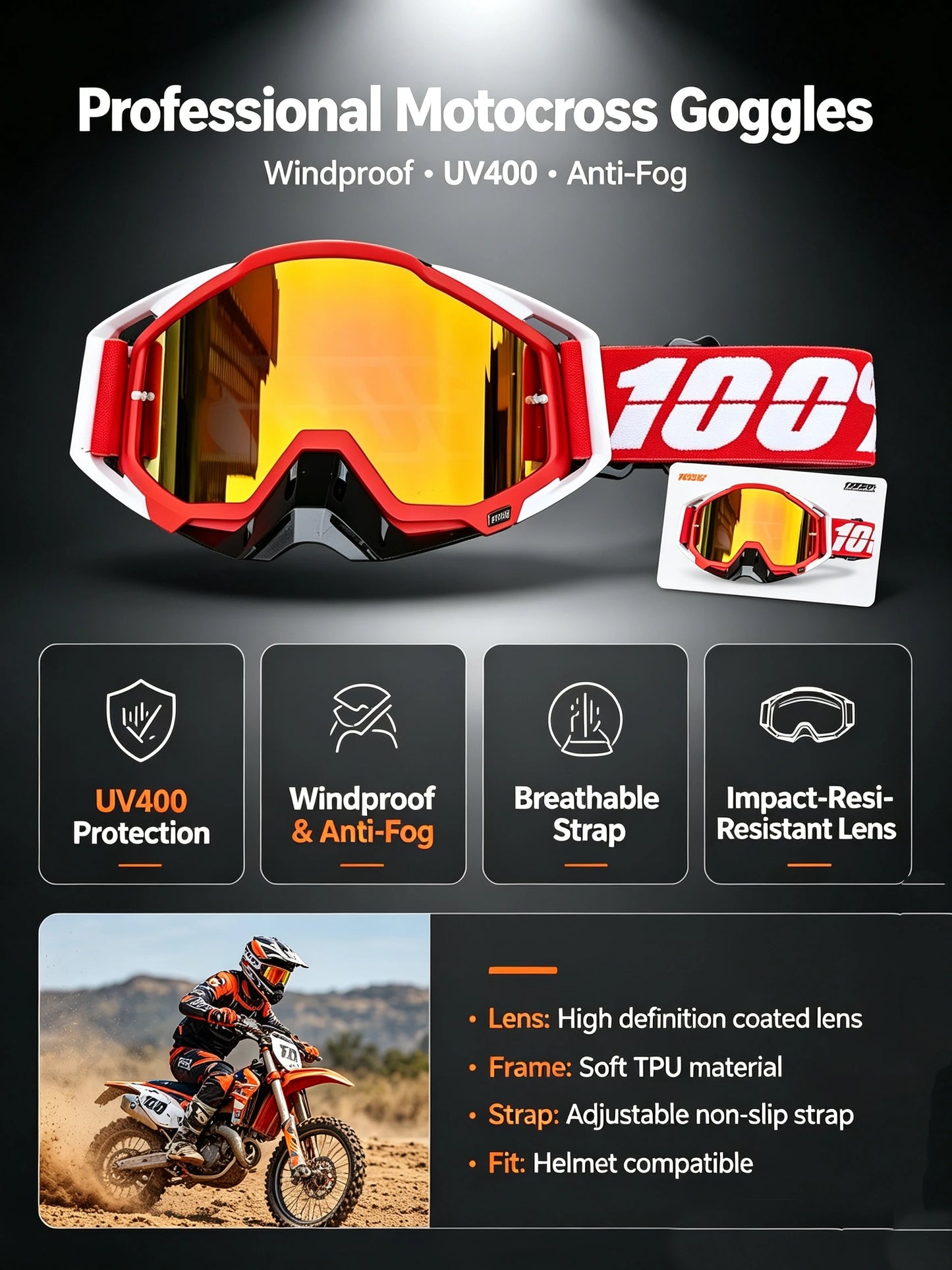 Off-road Goggles Motocross Glasses Motorcycle Sunglasses Man MTB ATV Mask Windproof Protection Skiing Cycling Racing Goggles