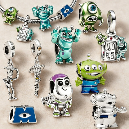 Disney Toy Story Monsters, Inc.Charm Beads Pendant Fit Original Snake Silver Bracelet Necklace Beads For Diy Jewelry Women Gift