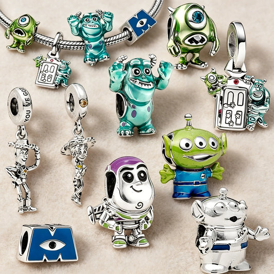 Disney Toy Story Monsters, Inc.Charm Beads Pendant Fit Original Snake Silver Bracelet Necklace Beads For Diy Jewelry Women Gift