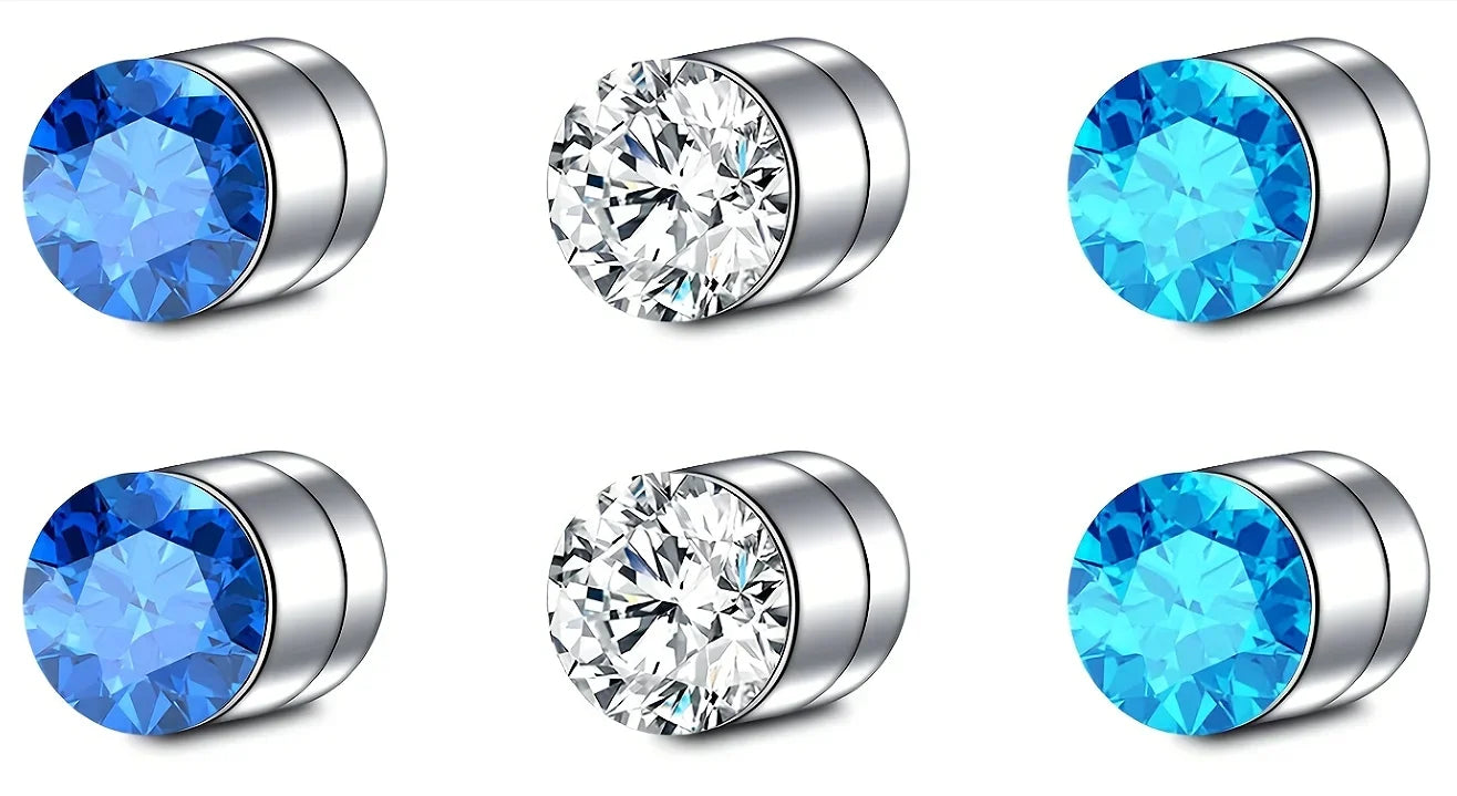 2-12Pcs Simple Stainless Steel Magnetic Nose Stud Earrings, 3mm Non-Pierced Body Jewelry For Male and female