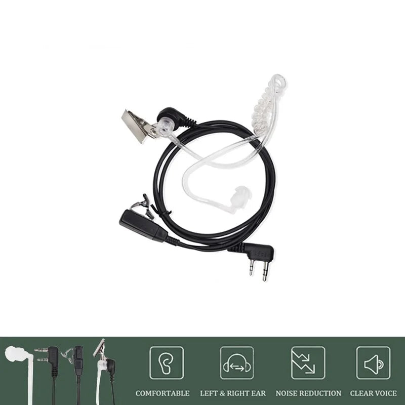 Air Acoustic Tube 2 Pin PPT Earpiece for Walkie Talkie Headset Radio Throat Mic Microphone Baofeng UV-5R UV82 BF888S Accessories