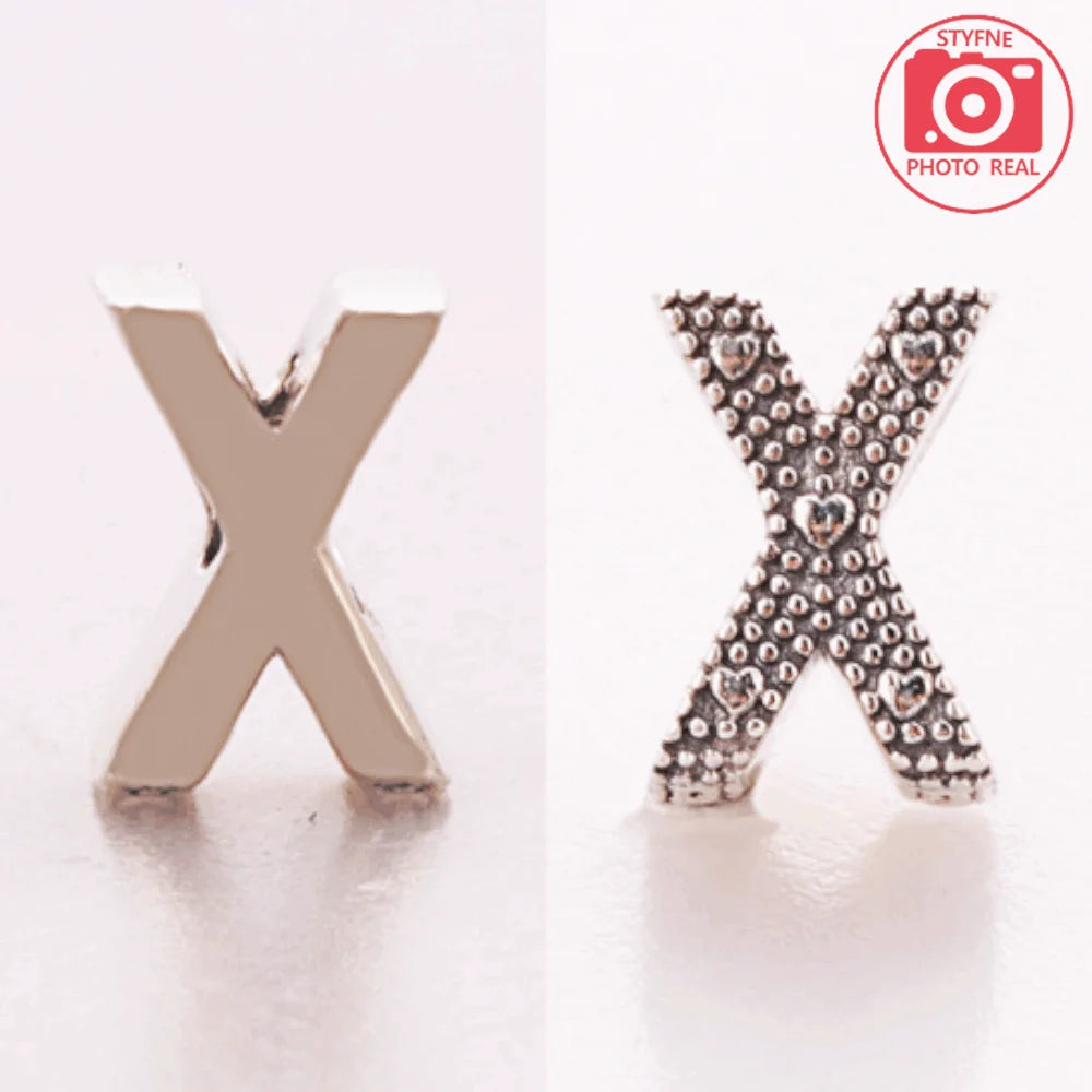 Silver 925 26 Letter A-Z Alphabet Charm Fine Beads Fit Original Charms Silver Bracelet DIY Fine Jewelry for Women Gifts Making