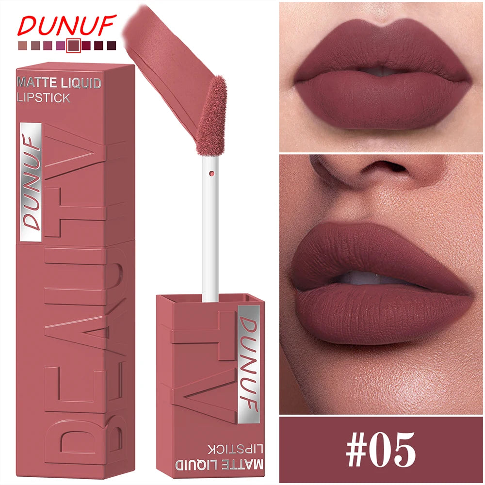 8 Color Nude Brown Matte Liquid Lipstick Velvet Sexy Dark Red Lip Glaze Non-stick Cup Not Easy To Fade Lip Gloss Lipstick Makeup