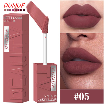 8 Color Nude Brown Matte Liquid Lipstick Velvet Sexy Dark Red Lip Glaze Non-stick Cup Not Easy To Fade Lip Gloss Lipstick Makeup