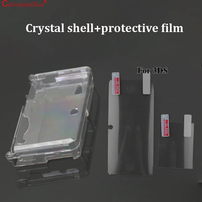 1PC Clear Crystal Protective Case Cover Hard Shell Skin for 3DS + Anti Dust Film For NS 3DS Screen Protector