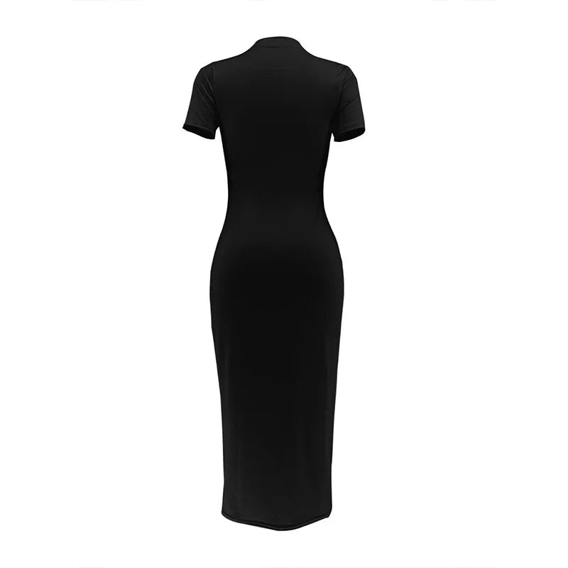 Ladies' summer GUEESS Los Angeles letter pattern printed round neck short sleeved casual slim fit sexy fashion dress