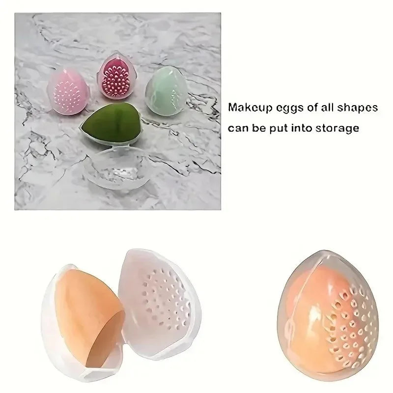 1Pcs Egg Shaped Empty Makeup Sponge Storage Box Portable Plastic Cosmetic Puff Organizer Rack Blender Holder Stand Drying Box