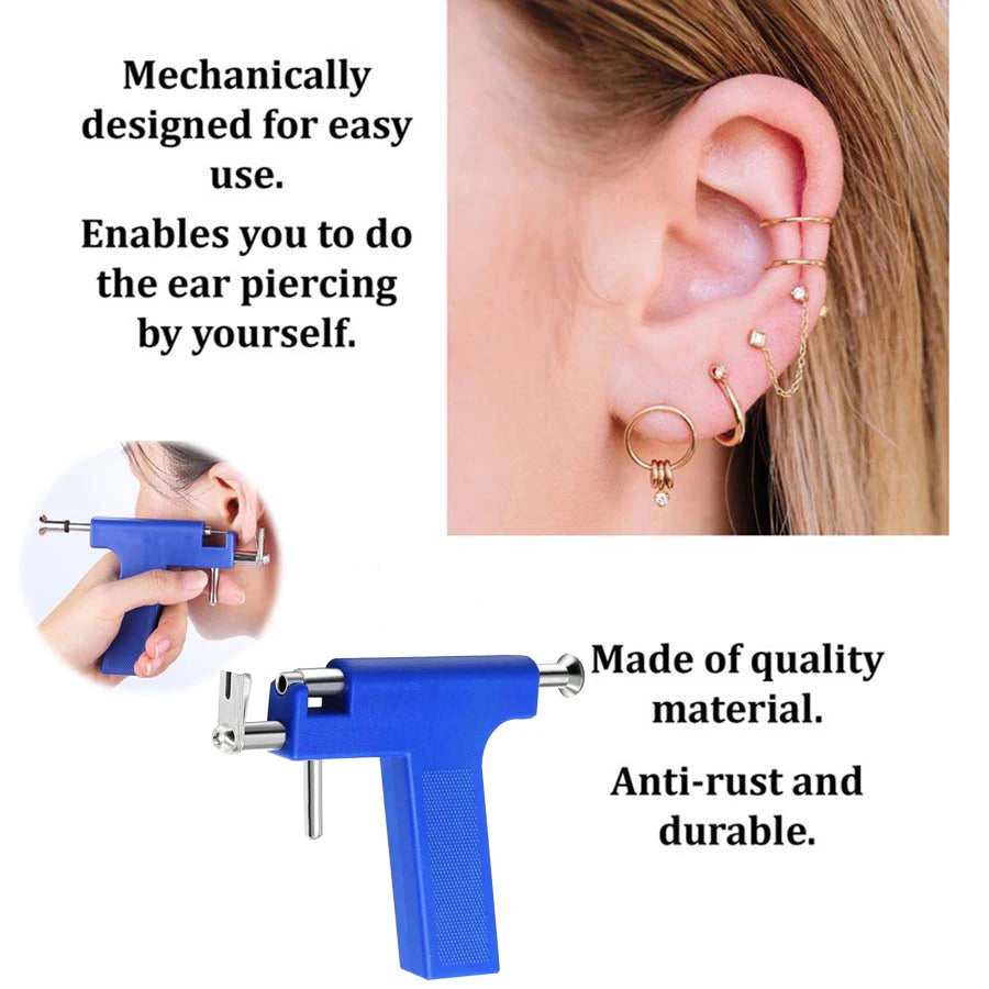 Professional Ear Piercing Gun with 98pcs Stainless Steel Earrings Stud for Home and Salon Use Ear Piercing Kit