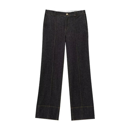 MUJER 2025 Denim Women's Pants Sets Button up Shirt Two Piece Outfits Woman High Waist Women's Trousers Suits Spring Lady Sets