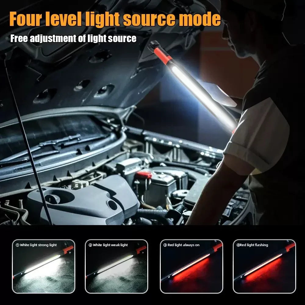 KDULIT LED Magnetic Work Light Rechargeable Underhood Work Lamp With Hooks & Rotating Magnetic Base For Car Repairing Emergency