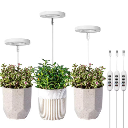 Full Spectrum Fill Light LED Grow Lamp for Indoor Solar Plants with Adjustable Height, 3/9/12H Timer 10-Level Dimming for Garden