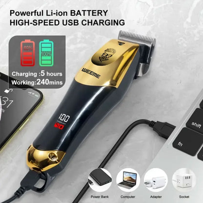 Vintage Men's Electric Hair Clipper Rechargeable Beard Trimmer with Foot Hair Trimmer Kit USB Fast Charging Hair Clipper