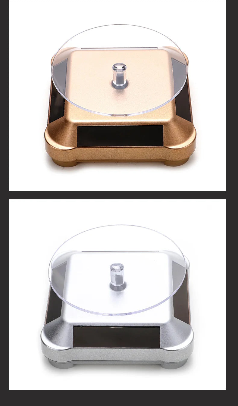 Solar Showcase 360 Automatic Rotating Turntable Jewelry Organizer Jade Ware Necklace Bracelet Watch Phone Display Stand