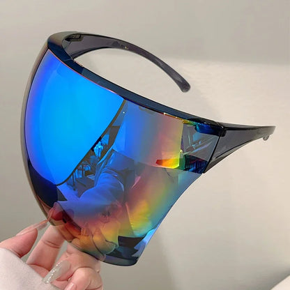 KAMMPT Huge Sports Goggle Men Futuristic Mirror Outdoor Cycling Protective Sunglasses Women Trendy Wrapped Round Anti-UV Shades