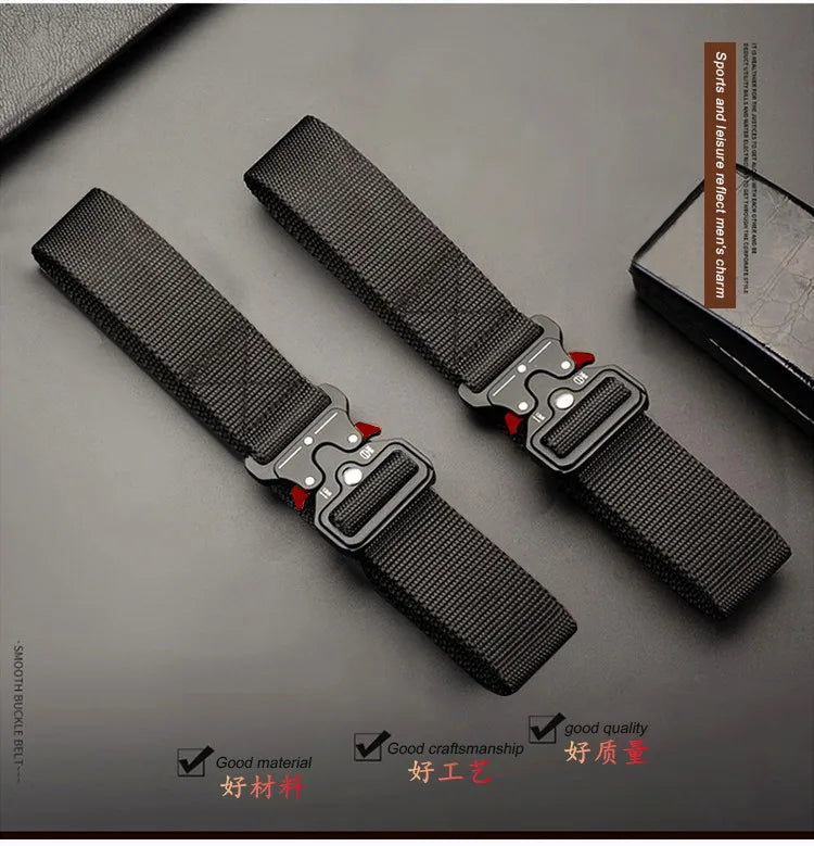 1 Piece Men's Tactical Sports Belt, Quick Release Symmetrical Buckle, Polyester Fiber, Suitable for Outdoor Training Military