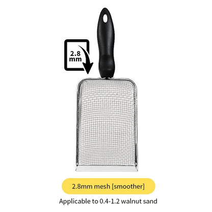 Cat Litter Shovel Stainless Steel Reptile Sand Substrate Shovel Clean Up Feces Fine Mesh Sifter For Bedding Cat Litter Scoop