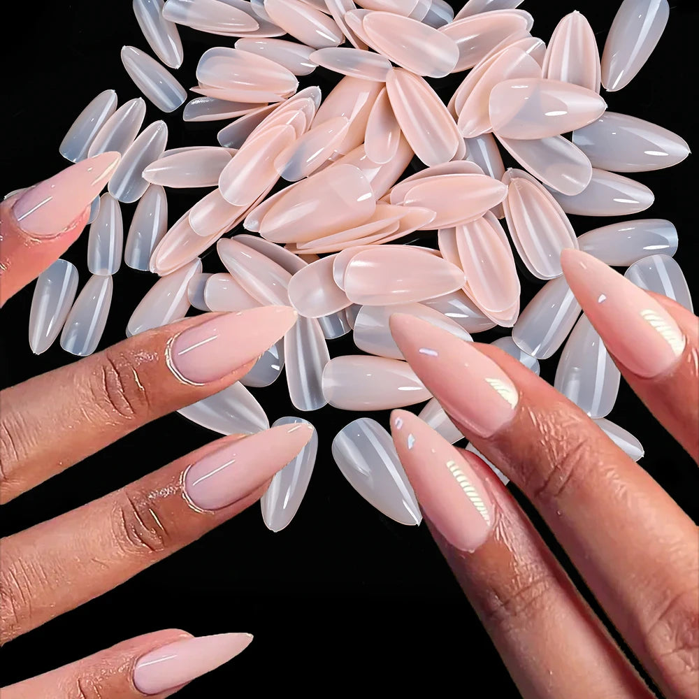 120Pcs Wine Red Almond Press On Nails Full Coverage Fake Nail Tip False Fingertips for Dating/Party Women Manicure Extension Tip