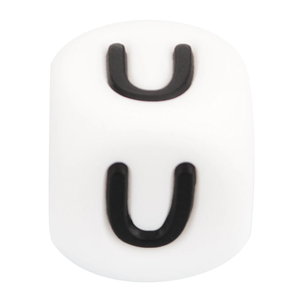 Lofca 100Pcs 12MM Silicone Letter Beads Silicone Beads Loose Beads Food Grade DIY Bracelet Necklace Pacifier Chain Accessories