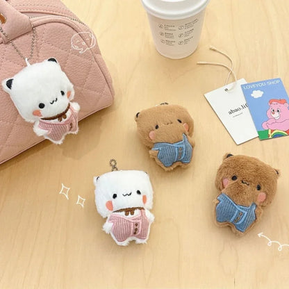1/2Pcs New Panda Bubu and Yier Plush Pendant Keychain Dolls Cute Cartoon Panda Bear Key Ring Backpack Pendant Couple Gifts