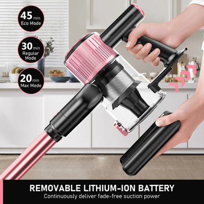 Cordless Vacuum Cleaner, 55Kpa 8 in 1 45Mins Rechargeable 3 Modes Suction Lightweight Vacuum for Pet Hair/Carpet/Hard Floor