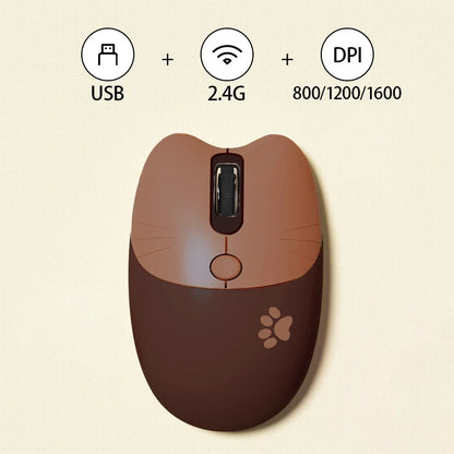 Mofii Cute Cat 2.4G Wireless Mouse, USB Receiver Plug and Play, 3 Adjustable DPI, Compatible with Laptop,PC, Computer