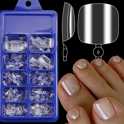120Pcs Glossy Black Press On Toenails Short Square Full Cover Fake Toenail Tips for Summer Women False Foot Nail Tip Extension &