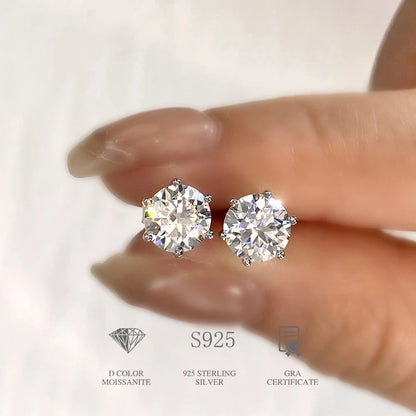 DW 0.1ct-2ct D Color Certified Moissanite Stud Earrings Lab Created Diamond 925 Sterling Silver Gold Plated Wedding Fine Jewelry