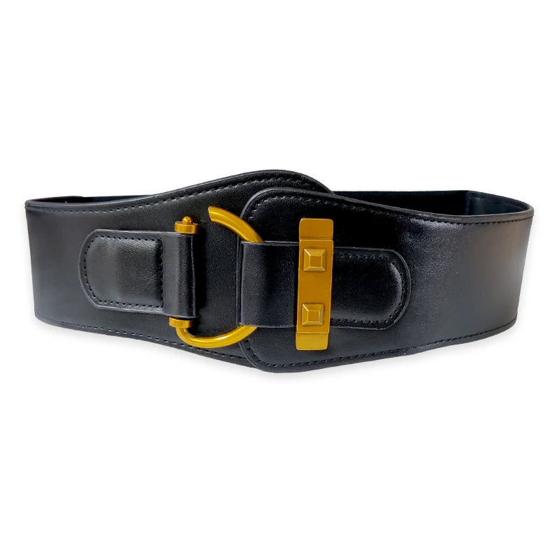 Designer Belts For Women High Quality Luxury Female Waist Stretch Cummerbunds Black Elastic Corset Belt Big Dress Waistband