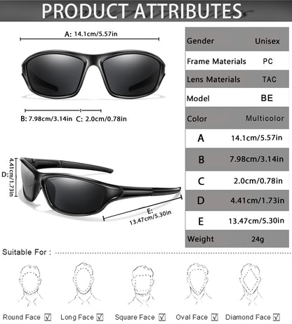 Men and Women Polarized Fishing Sunglasses Outdoor Sports Cycling Driving Hiking Eyewear Camping Travel Transparent Frame UV400