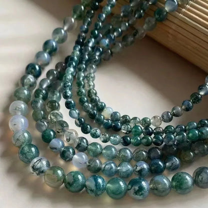 1strand/lot Moss Grass Agat Natural Stone Round Loose Green Beads For jewelry Making 4/6/8/10MM DIY Bracelet Bulk Wholesale