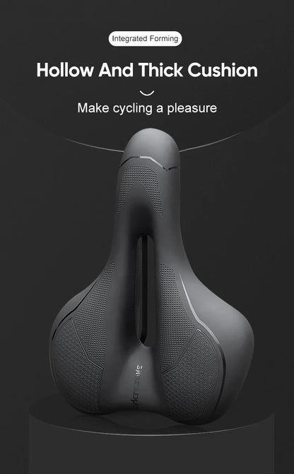 Hollow Breathable Bicycle Saddle Men Women MTB Road Bike Saddle Shock Absorbing Comfortable Big Butt Bike Seat Safety Warning