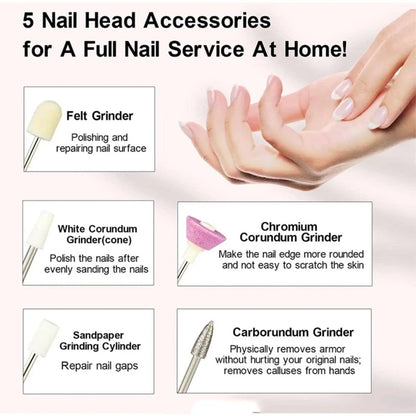 LINMANDA Portable Electric Nail File Nail Set with 4 Speeds Cuticle Trimmer Battery Operated Manicure and Pedicure Tools