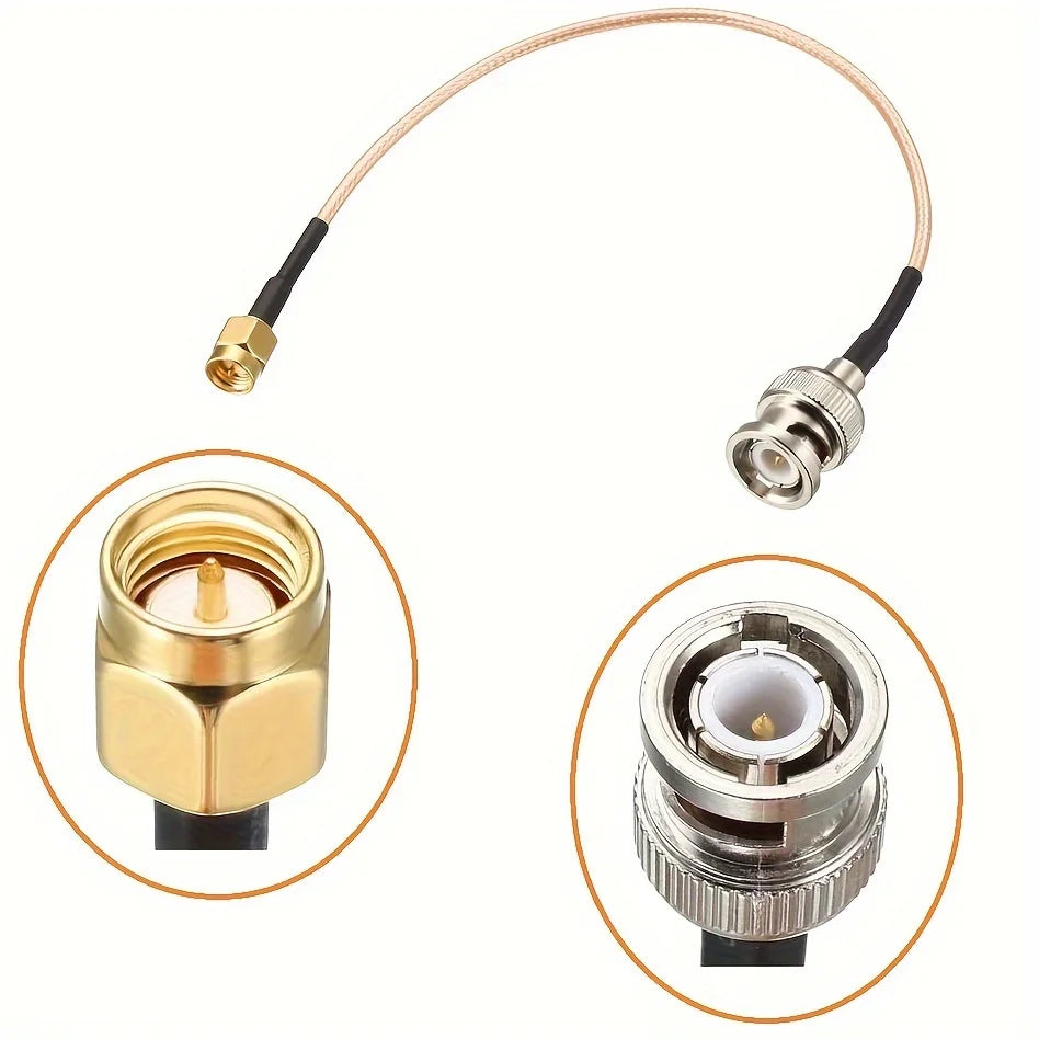 SMA Male to BNC Male Cable 20CM + 5pcs RF Coax Adapter Kit SMA to BNC Cable SMA BNC Adapter Cable Kit for RF Applications/Antenn