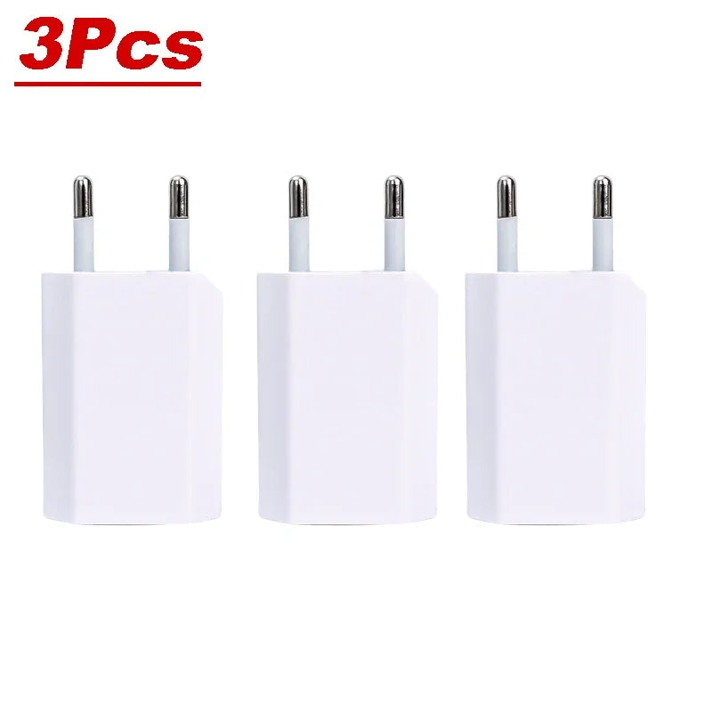 5V/1A USB Wall Charger 1/2/3/4/5PCS EU Plug SmartPhone Charger Adapters For Universal Phone iPhone 16 Samsung Xiaomi 15 Huawei