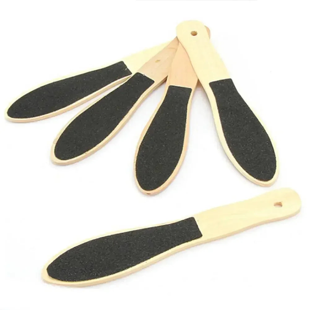 Wooden Handle Double Sided Foot File Callus Remover Pedicure Exfoliating Tool For Rough Feet Skin